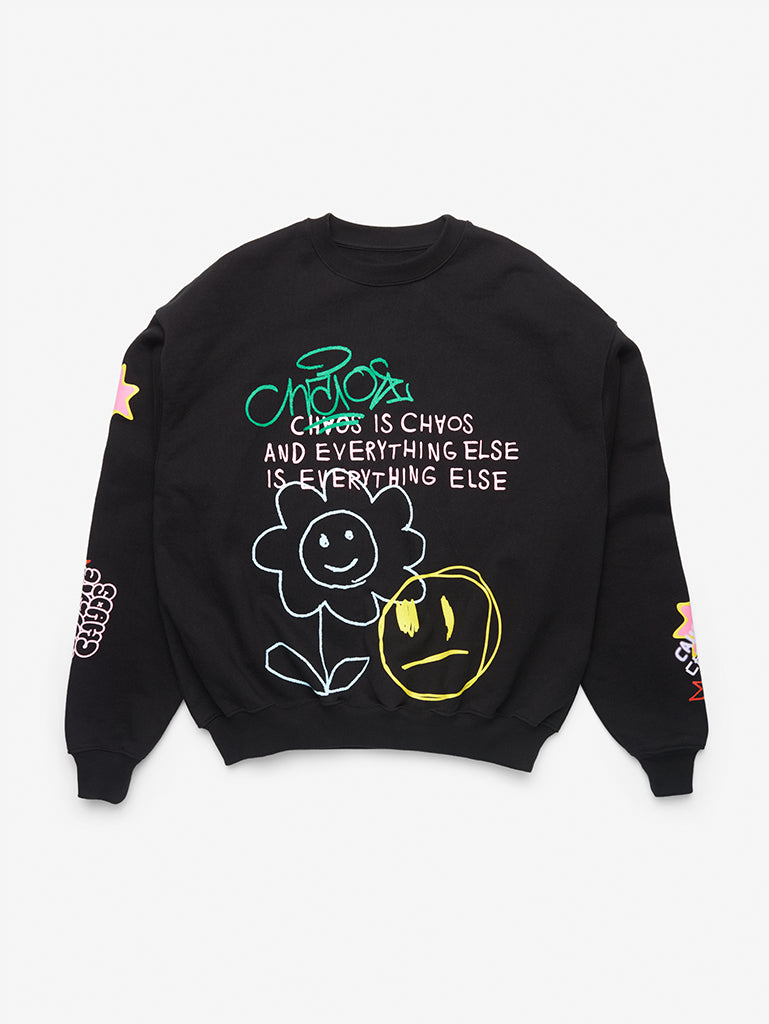 Black Doodle Crewneck Sweatshirt | Chaos Club